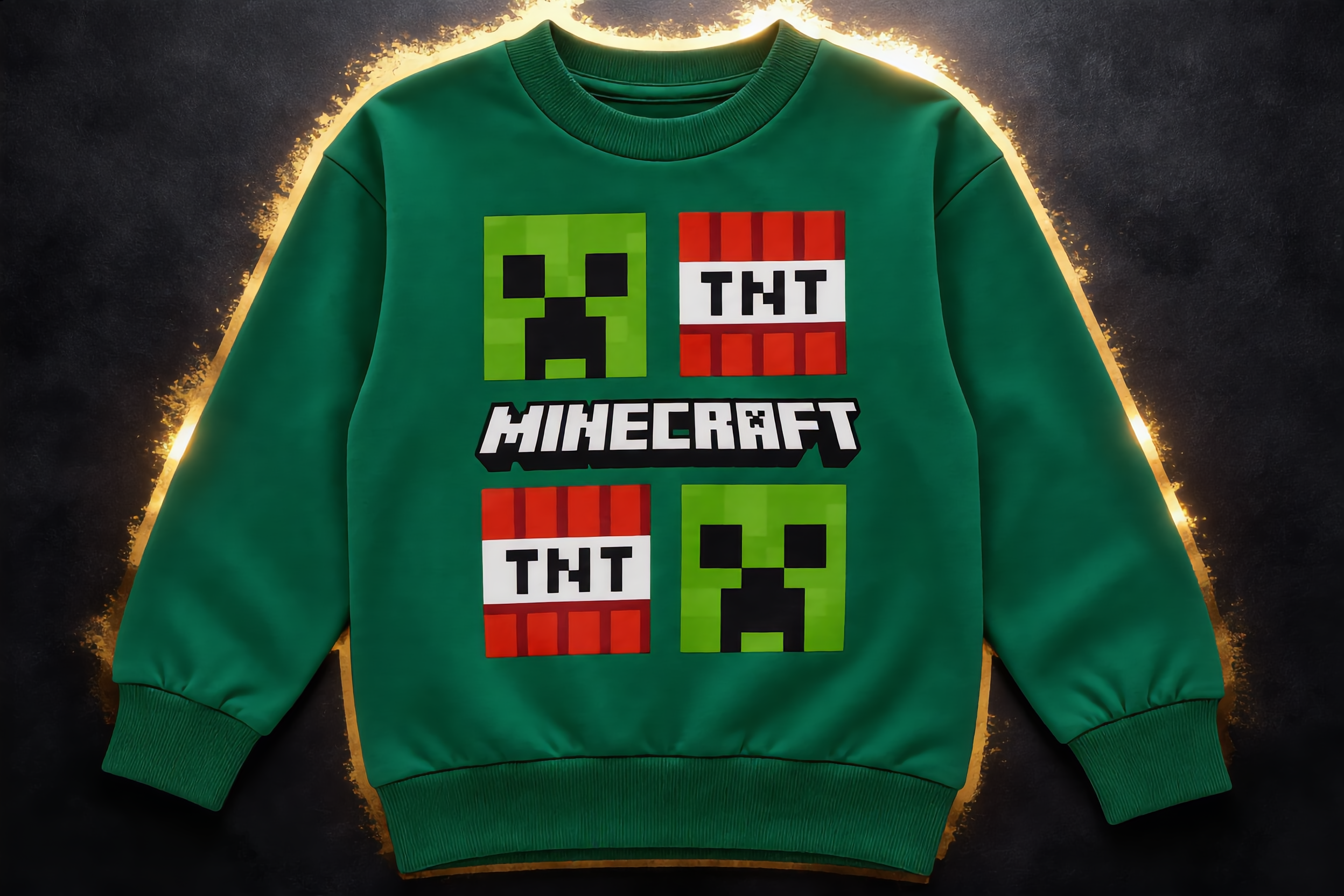 Boys’ Green Minecraft Graphic Crew Neck Sweatshirt